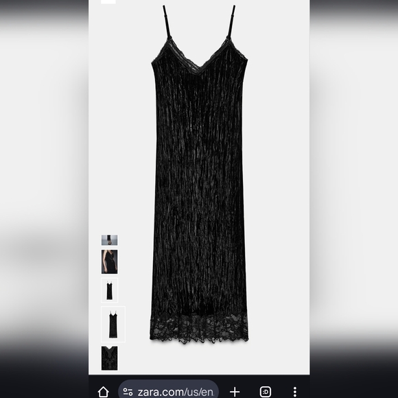 Zara Black Velvet Midi Dress - Picture 7 of 10